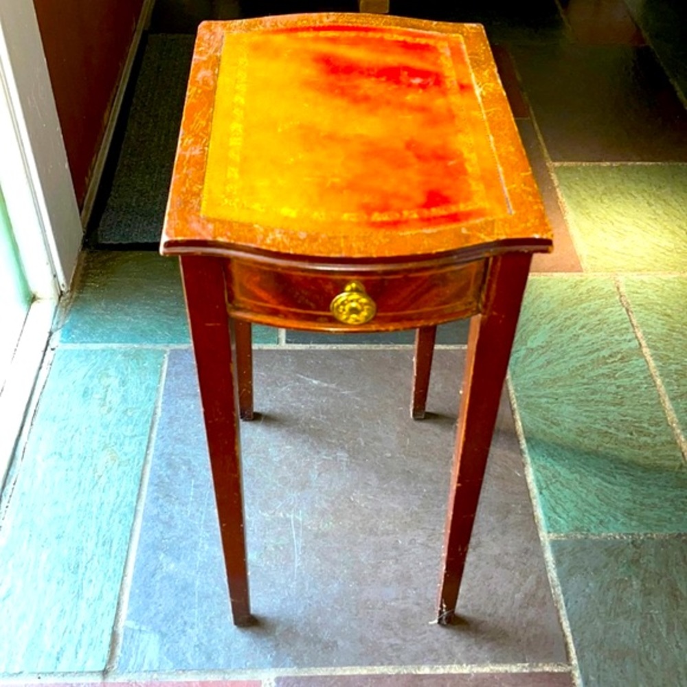 Mahogany Miniature Handmade Table with Leather Top Columbia Manufacturing Co.